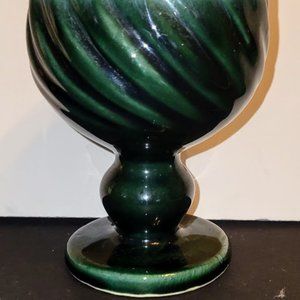 Vintage Swirl Pattern Hull Teal Green Goblet Made in USA
